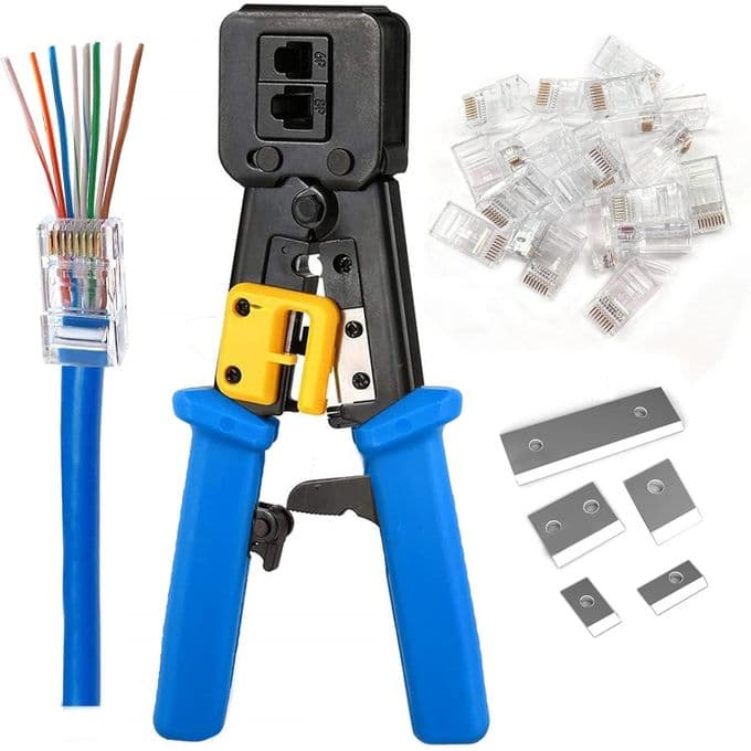 RJ45 Crimping Tool Kit for Cat6 Cat5E Cat5,Multifunctional Ethernet Network Cable Crimper